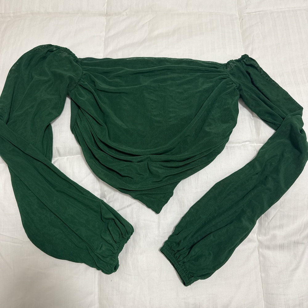 Green off the shoulder top!